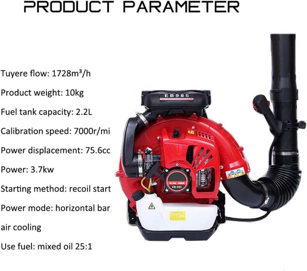 75.6 cc Backpack Gasoline Snow Blower - Gasoline Blower with Lightweight Backpack, Used for Snow Blowing dust Removal fire extinguishing Lawn Care