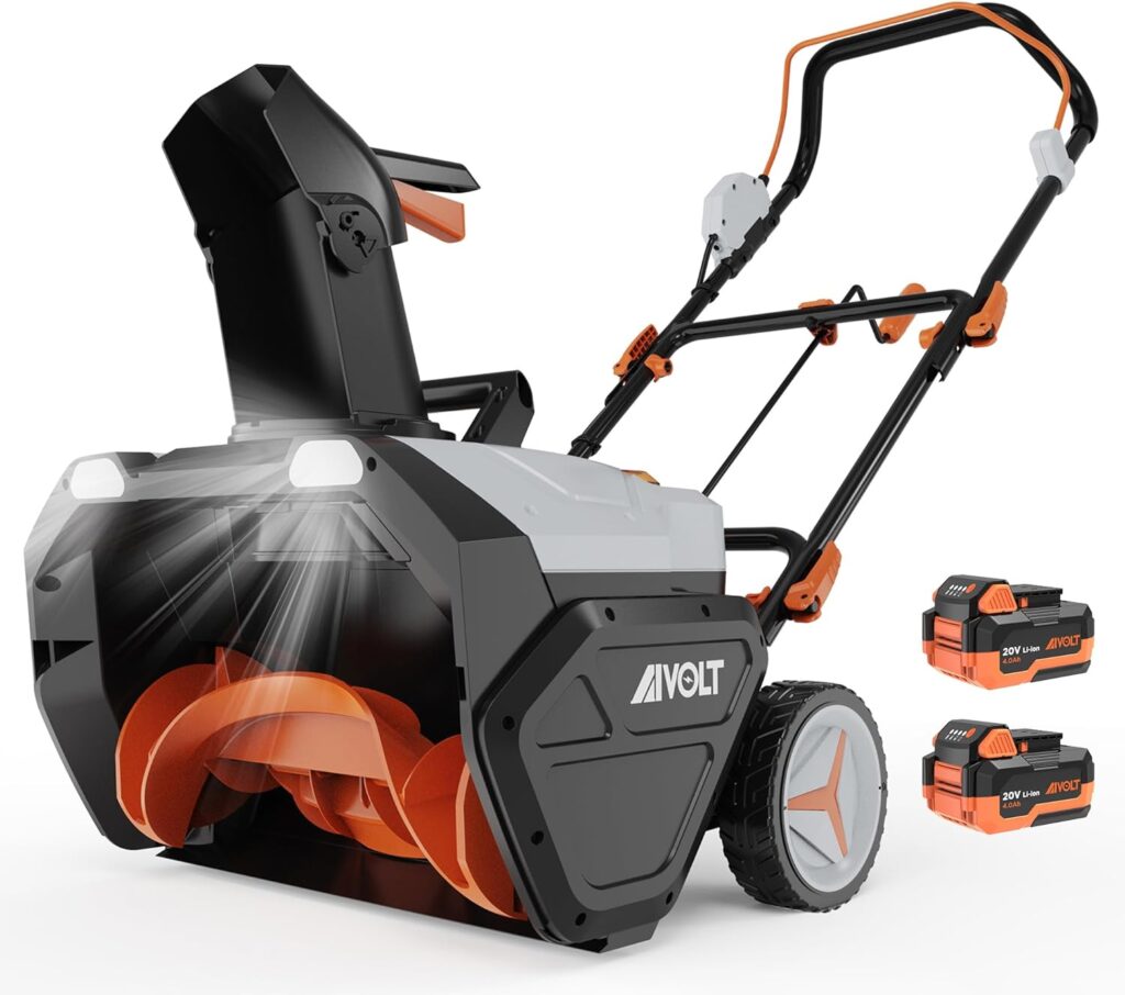 AIVOLT Cordless Snow Blower, 40V Battery Powered Snow Blower Kit, 21inch Brushless Motor Snow Remove Machine, w/ 2 x 4.0Ah Batteries and Dual Port Charger