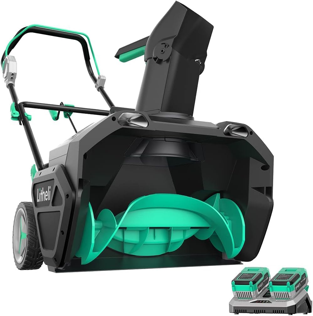 Amazon.com : Litheli 2x20V Cordless Snow Blower,20 Inch Battery Powered Snow Thrower with Brushless Motor Electric Snow Remove Machine, 2 x4.0 Ah Batteries  Charger : Patio, Lawn  Garden