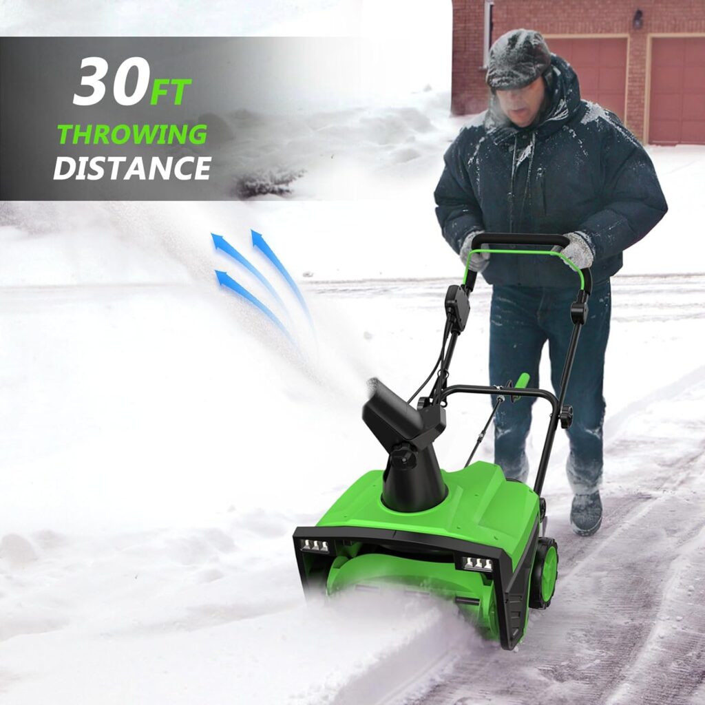 Electric Snow Blower, SWIPESMITHE 15-Amp 20-Inch Electric Snow Blaster, 30ft Maximum Throw Distance, 3000 Rotating Speed Corded Snow Thrower with Dual LED Lights and 180°Adjustable Chute for Driveways