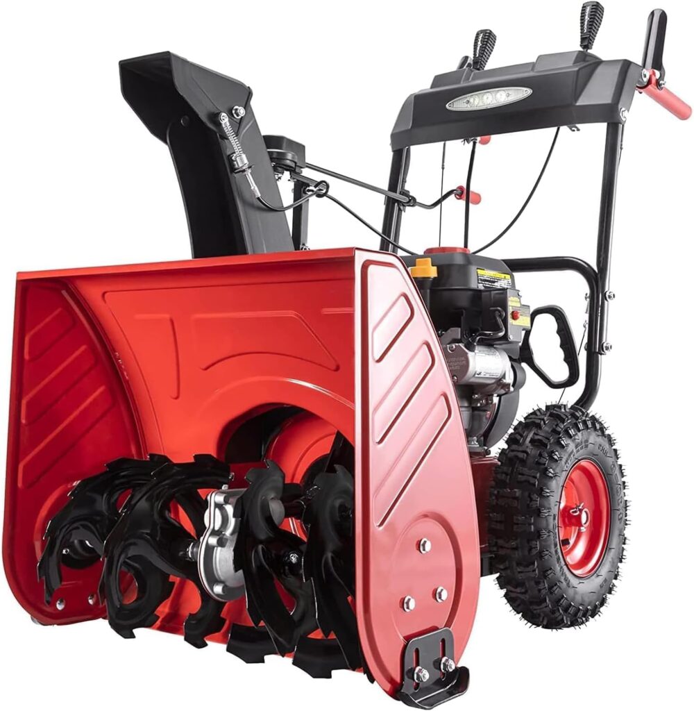 PowerSmart 24 Inch Snow Blower Gas Powered, 2-Stage 212cc Engine with Electric Start, Led Light, Hand Warmer, Self Propelled(DB7109A)