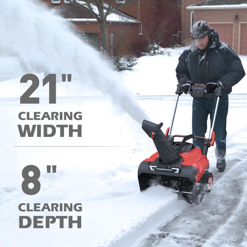 PowerSmart 80V MAX Cordless Snow Blower 21-Inch Single Stage with 6.0Ah Battery and Charger (DB2801RB)