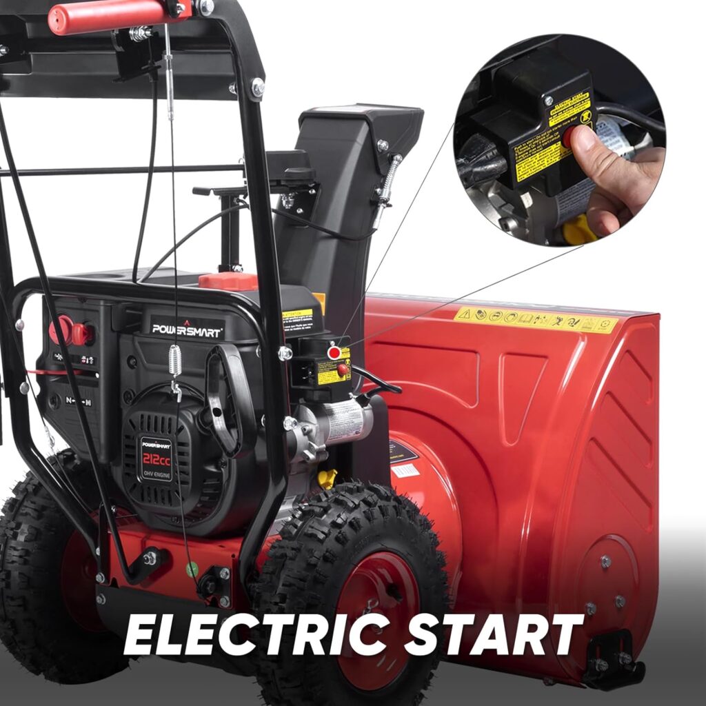 PowerSmart DB7109B Snow Blower Gas Powered 26-Inch 2-Stage 212cc Engine with Electric Starter, LED Headlight, Self Propelled Snowblower