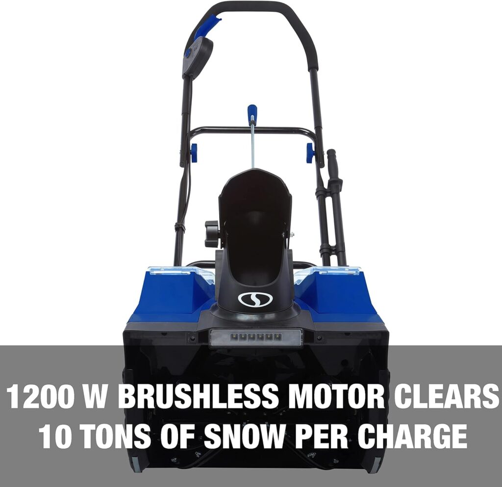 Snow Joe 24V-X2-SB18 18-Inch, 48-Volt IONMAX Cordless Snow Blower Kit (w/ 2 x 4.0-Ah Batteries + Charger), Blue