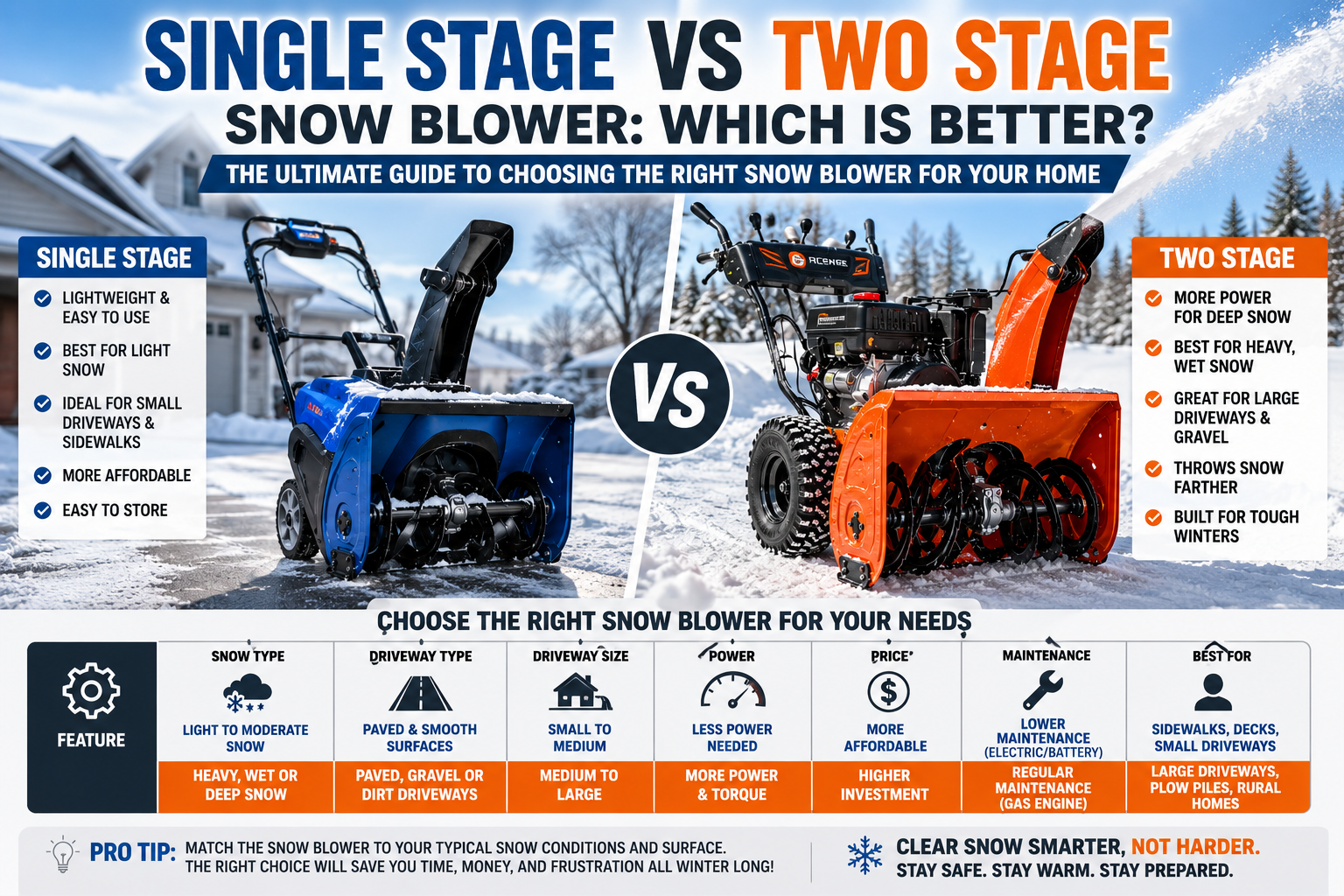 Single-Stage vs Two-Stage Snow Blower: Which Is Better?